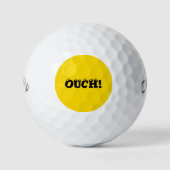 Witzig "ouch!" Text-Design für gelbe Typografie Golfball (Vorderseite)