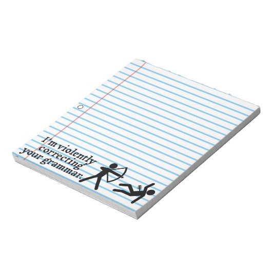 Witzig "Stille Korrektur deiner Grammatik"-Spoof Notizblock (Rotiert)