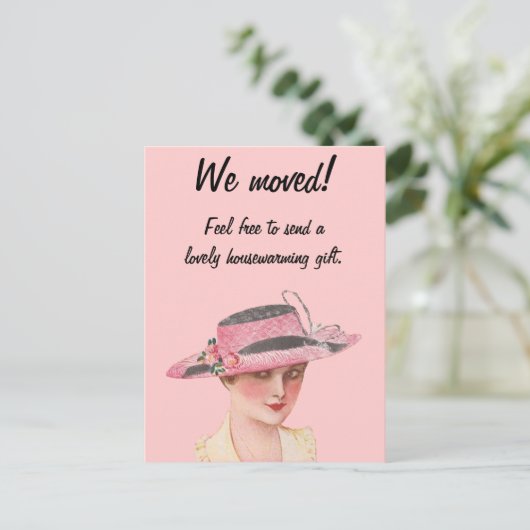 Witzig Vintag bewegten wir uns Ankündigungspostkarte (Stehend Vorderseite)