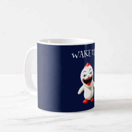 Witzig "Weck auf!" Kaffeetasse (Vorderseite Links)