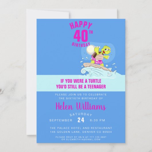 Witzige 40. Geburtstagsfeier Einladung (Vorderseite)