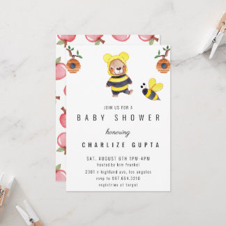 witzige Baby Shower Teddy Bear Honey Bee Einladung