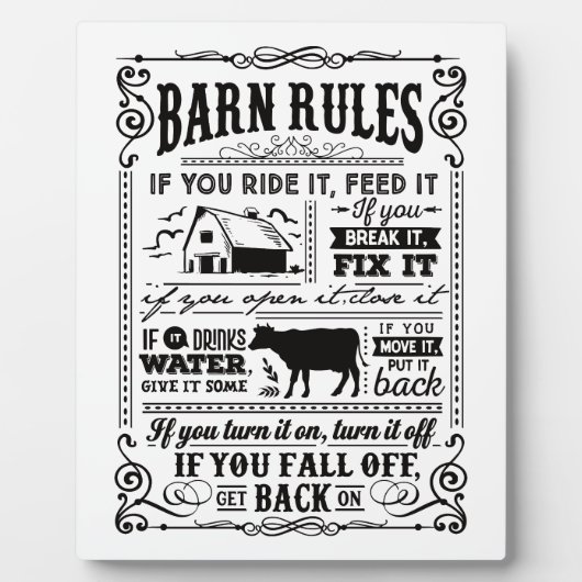 Witzige Bauer-Stallregeln Fotoplatte (Vorderseite)