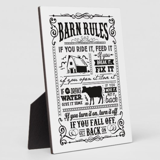 Witzige Bauer-Stallregeln Fotoplatte (Seite)