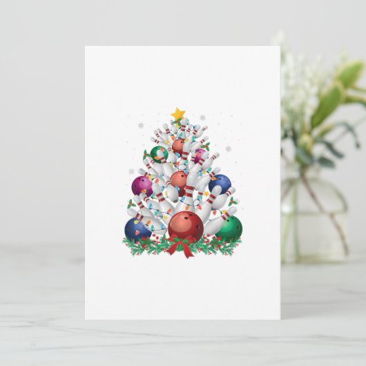 witzige Bowling-Weihnachtsbaum-Liebe Einladung (Stehend Vorderseite)