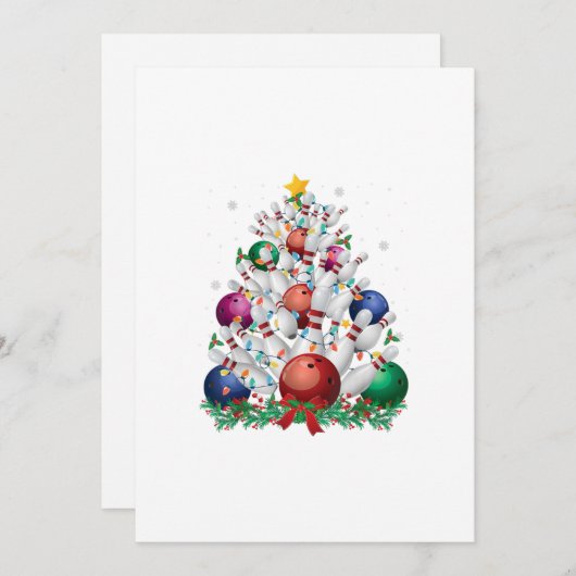 witzige Bowling-Weihnachtsbaum-Liebe Einladung (Vorne/Hinten)