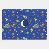 Witzige Cartoon im Weltraum Geschenkpapier Set (Vorderseite)