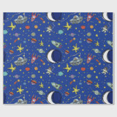 Witzige Cartoon Katzen im Weltraum Geschenkpapier (Flach)