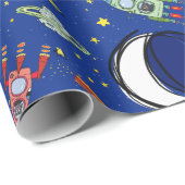 Witzige Cartoon Katzen im Weltraum Geschenkpapier (Rolleneckpunkt)