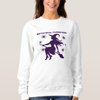 Witzige Denkzauberhexe auf Broom Halloween Sweatshirt