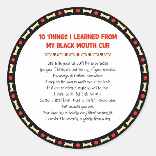 Witzige Dinge, die ich aus meiner Mundröhre gelern Runder Aufkleber (Vorderseite)