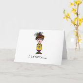 Witzige Entschuldigungskarte mit niedlichem Mädche Karte (Gelbe Blume)