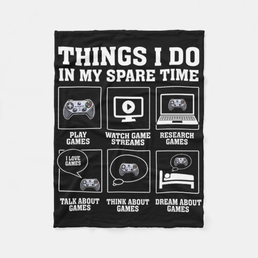Witzige Gamer-Dinge, die ich in meiner Freizeit sp Fleecedecke (Vorderseite)