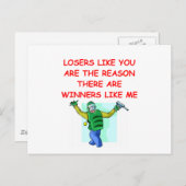 witzige Gewinner und Verlierer Postkarte (Vorne/Hinten)