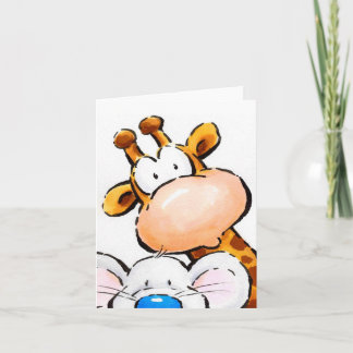 Witzige Grußkarte, Giraffe und Maus Sprichwort Hi Karte