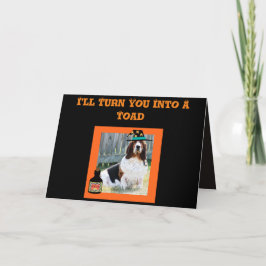 Witzige Halloween-Karte mit Niedlicher Basset-Hexe Karte