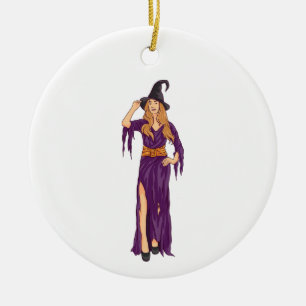 Witzige Hexenmädchen halloween weibliche Keramik Ornament