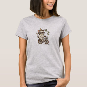 Witzige Katze auf dem Fahrrad Geld werfen T-Shirt