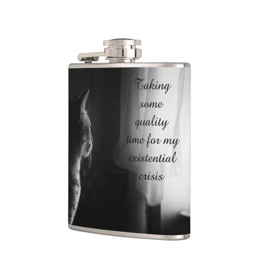 Witzige Katze mit existenzieller Krise Flachmann (Links)