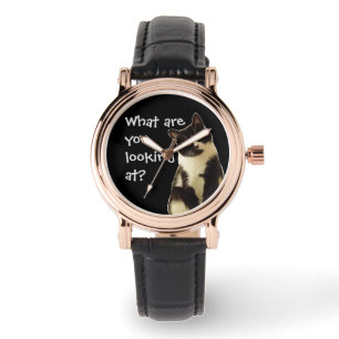 Witzige Katze "Was schaust du dir an?" Armbanduhr