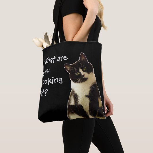 Witzige Katze "Was schaust du dir an?" Tasche (Von Nahem)