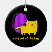 Witzige Katzen aus der Tasche Keramik Ornament (Hinten)