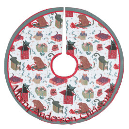 Witzige Katzen in Weihnachtskästen Personalisiert Polyester Weihnachtsbaumdecke