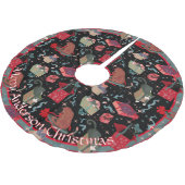 Witzige Katzen in Weihnachtskästen Personalisiert Polyester Weihnachtsbaumdecke (Schrägansicht)