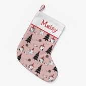 Witzige Katzen Rosa und Weiß Kleiner Weihnachtsstrumpf (Vorderansicht (hängend))