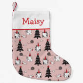 Witzige Katzen Rosa und Weiß Kleiner Weihnachtsstrumpf (Vorderseite)