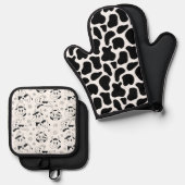 Witzige Kuhdrucke und Alberne Bullen Ofenhandschuh & Topflappen-Set (Vorderseite/Rückseite)