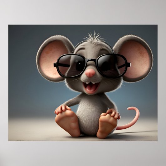 Witzige Maus mit Brille Poster (Vorne)