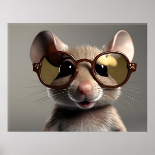 Witzige Maus mit Brille Poster
