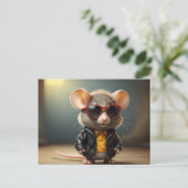 Witzige Maus mit Brille Postkarte (Stehend Vorderseite)