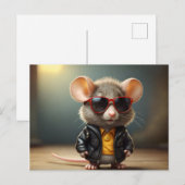 Witzige Maus mit Brille Postkarte (Vorne/Hinten)