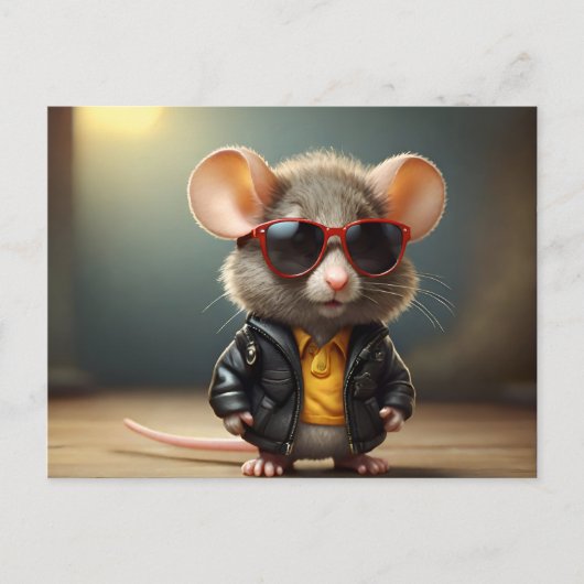 Witzige Maus mit Brille Postkarte (Vorderseite)