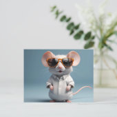 Witzige Maus mit Brille Postkarte (Stehend Vorderseite)