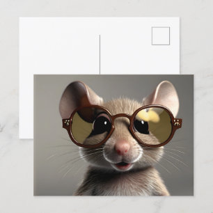 Witzige Maus mit Brille Postkarte