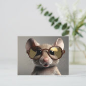Witzige Maus mit Brille Postkarte (Stehend Vorderseite)