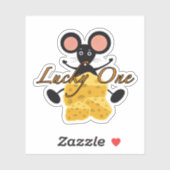 Witzige Maus mit Käse Aufkleber (Blatt)