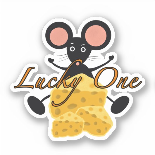 Witzige Maus mit Käse Aufkleber (Vorderseite)