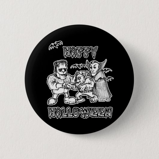 Witzige Monster - glückliches Halloween Button (Vorderseite)