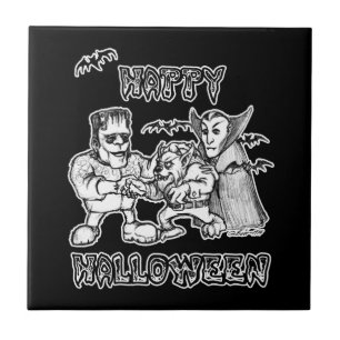 Witzige Monster - glückliches Halloween Fliese