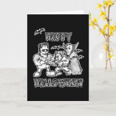 Witzige Monster - glückliches Halloween Karte (Gelbe Blume)