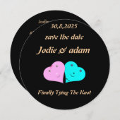 witzige mr & mrs herzen Einladung (Vorne/Hinten)