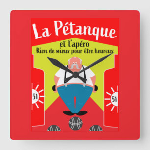 witzige Pétanque-Geschenke Quadratische Wanduhr