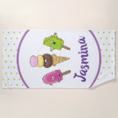 Witzige Populieren und Icream-Cartoon Strandtuch (Vorderseite)