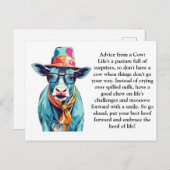 Witzige Ratschläge von einer Kuh Postkarte (Vorne/Hinten)