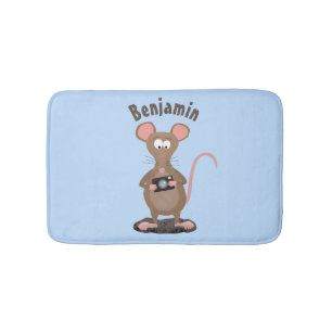 Witzige Ratte mit Kamera-Cartoon-Illustration Badematte