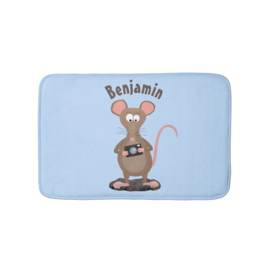 Witzige Ratte mit Kamera-Cartoon-Illustration Badematte (Vorderseite)